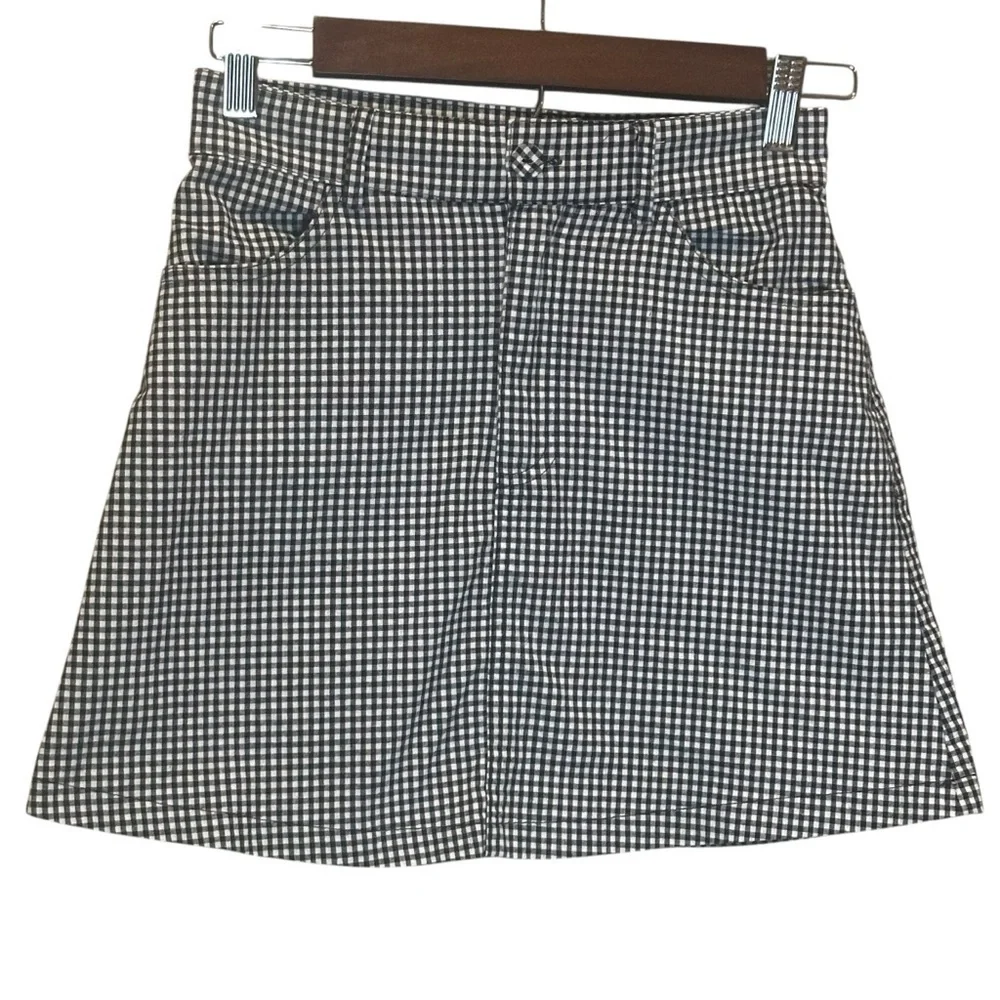 John Galt Black White Gingham Plaid Print Mini Skirt Women’s Size XS